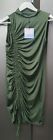 Missguided Slinky Green Bodycon Mini Dress Uk10 Eu38 Us6 Draped Side Party Dress