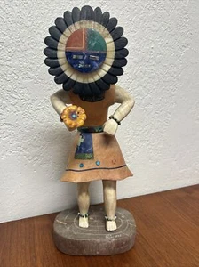 16 Zoll großes signiertes Katsina Kachina Sonnengesicht handgeschnitzter Stein Indianer JD - Bild 1 von 24
