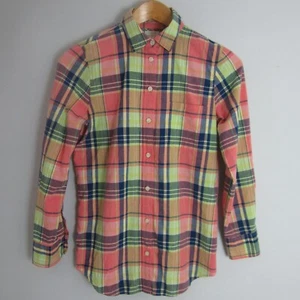J. Crew Womens XS Pink Green Navy Plaid Cotton Madras LS Shirt Classic Preppy - Picture 1 of 9