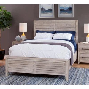 American Woodcrafters Aurora White-washed Wood King Double Panel Bed - Picture 1 of 7