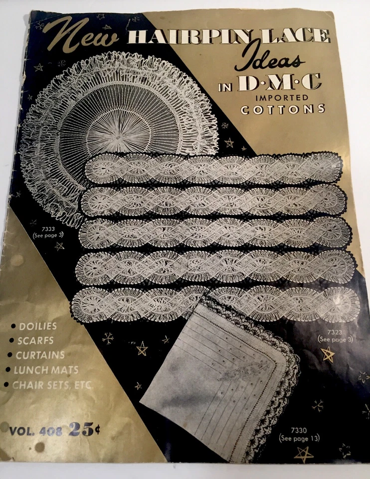 New Hairpin Lace Ideas In D.M.C Crochet Magazine Doilies Scarfs 1954 Vol. 408 - Image 1 of 4