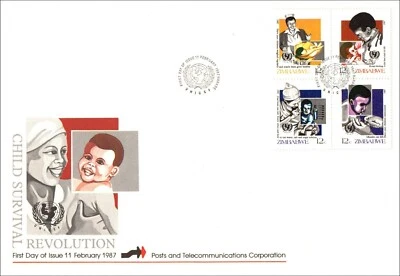Zimbabwe 1987 Child Survival UNICEF FDC Harare SHS - Image 1 of 2