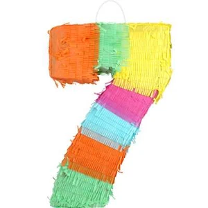 Rainbow Number 7 Pinata Pinyata Fiesta Mexican Llama 7th Birthday Party - Picture 1 of 1