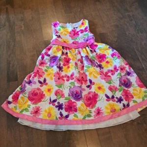 American Princess Toddler Dress Sleeveless Floral size 6 flowers pink yellow - Picture 1 of 6