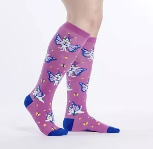 Cat-terfly Sock It To Me Women's Knee High Socks New Novelty Butterfly Fashion - Picture 1 of 6