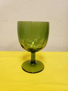 Vintage Bartlett Collins Green Glass Goblet Wine Glass Round Thumbprint - Picture 1 of 4