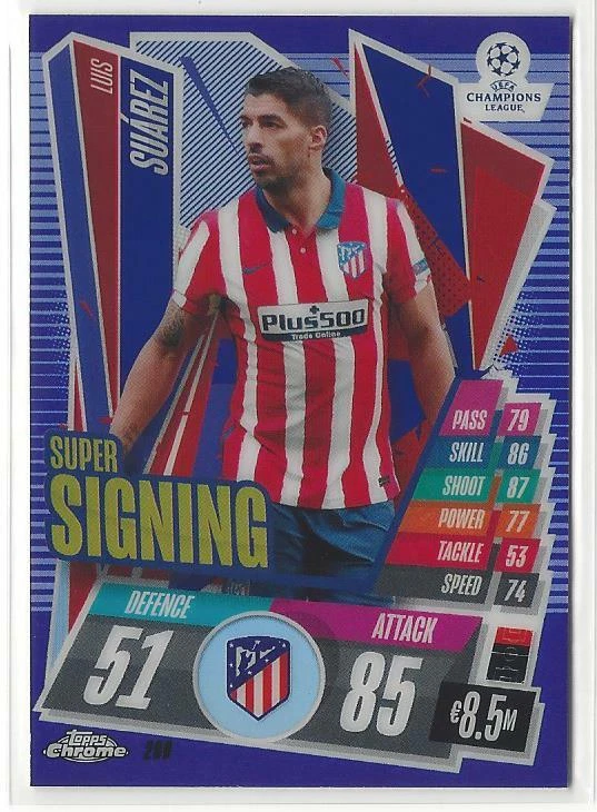 2020-21 Topps Chrome Match Attax Luis Suarez Purple Refractor #/299 Atletico - Image 1 of 1