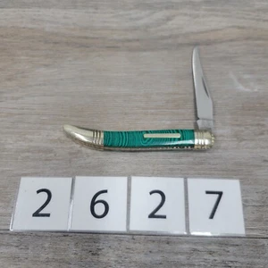 Rough Rider Synthstone Knife Toothpick Modern Malachite Green Folding Rare - Picture 1 of 8