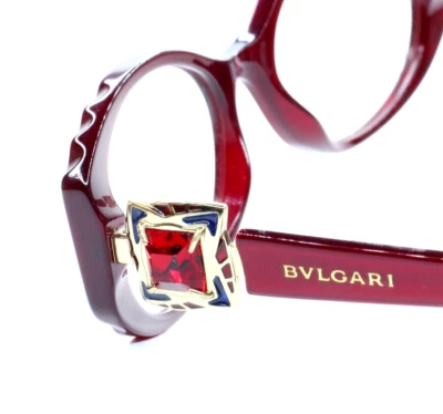宝格丽 BV4054B 5038 勃艮第施华洛世奇水晶豪华眼镜意大利 50-17 毫米 — 第 1/4 张图片