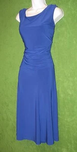 LRL Ralph Lauren Azure Blue Stretch Jersey Side Pleat Dress 20W $144 PLUS - Picture 1 of 7