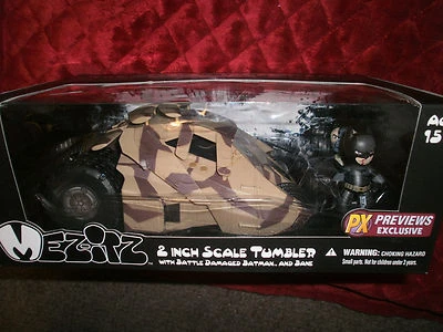 Mezitz DARK KNIGHT RISES 2" SCALE TUMBLER BATTLED DAMAGED BATMAN Batmobile Bane - Image 1 of 3