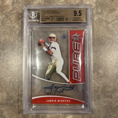 2015 Leaf Trinity Pure Red /5 Jameis Winston BGS 9.5/10 GEM MINT Rookie Auto RC - Image 1 of 2