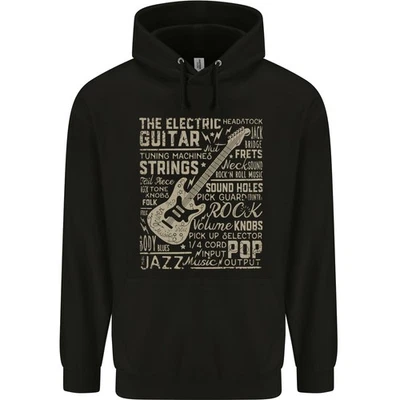 Hoodie En Art De Mot De Guitare Pour Enfant Guitariste Électrique Acoustique - Photo 1/4