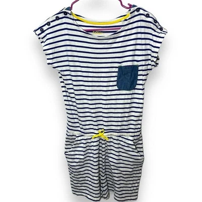 Mini Boden Girls Blue Striped Jumpsuit Size13-14y Short Sleeve Casual One-Piece - Image 1 of 4