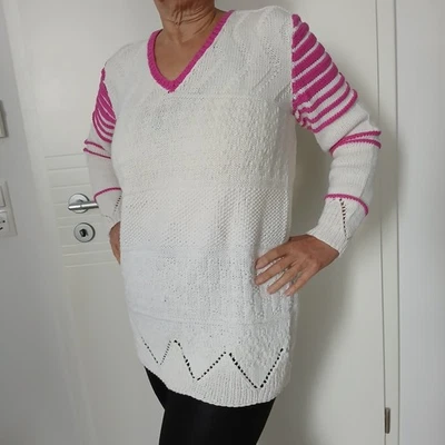Pullover aus Lana Grossa Wolle, Hand gestrickt, Gr. 44, 50% Baumwolle/50% Merino - Bild 1 von 4