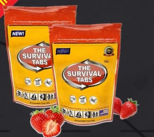 2 Packungen Survival Tabs 24 Tabletten Erdbeere Ex 3/2049 Wandern Off-Grid Survival - Bild 1 von 3