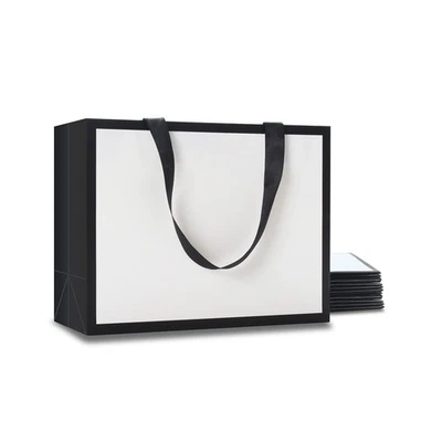 Bolsa de regalo envoltura de regalo, 10 piezas bolsa blanca y negra de 10,5x4,25x8 pulgadas con cinta, f... Foto 1 de 4