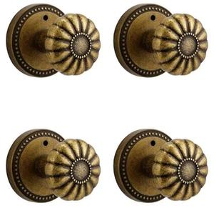 Antique Brass Door Interior PrivacyDoor Knob 4 Pack 8 Knobs 1 MissingHardware - Picture 1 of 8