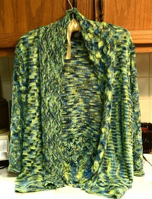 Свитер Uniited States зеленый и синий открытый передний вязаный размер XL - Изображение 1 из 4