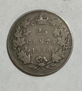 1886 Canada Silver 25 Cents 6/6 Key Date variety - Imagen 1 de 3