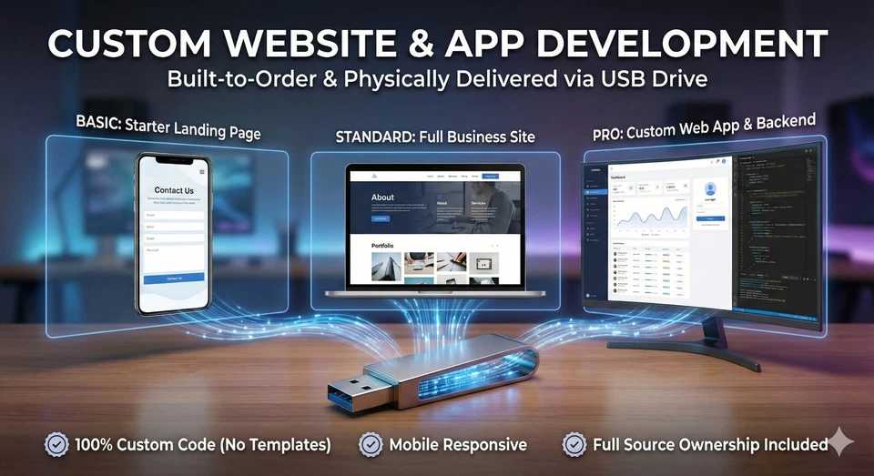 Sitio web empresarial personalizado creado para usted + código fuente en USB - entrega rápida Foto 1 de 1