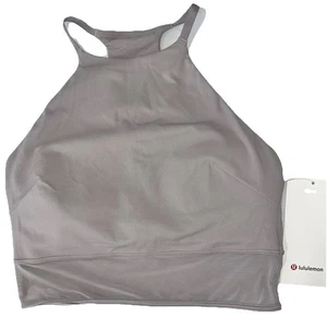 NWT⭐️LULULEMON⭐️MEDIUM 8/10⭐️NULU HIGH NECK MESH HEM TANK⭐️AUTHENTIC⭐️MAUVE GRAY - Picture 1 of 11