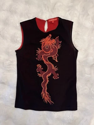 Camiseta sin mangas Vivienne Tam Vintage años 90 Red Dragon Mesh Foto 1 de 4