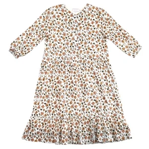 Hopscotch Girls Floral Tiered Midi-Dress Cottagecore 3/4 Sleeves Lined Size 12 - Picture 1 of 13