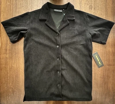 Camisa Solo Miembros Para Hombres Abotonada Manga Corta MEDIANA Negra Pana Foto 1 de 4