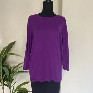 Ralph Lauren LRL Lila Top Damen 2X Lila Weich Rippstrick Logo Herbst Freizeit - Bild 1 von 11