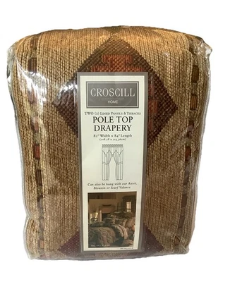 Croscill BIG SKY Pole Top Drapery Panels Pair Southwestern Aztec  82”X  84" NEW - Image 1 of 4