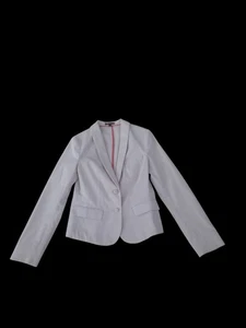 Blazer Express Mujer (6) Gris Rayas Cuello Forrado Manga Larga Informal Sólido - Imagen 1 de 5