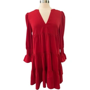 Tuckenuck Pomander Place Dress Women Large Kenzo Red Tiered - Picture 1 of 19
