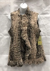 Multiples Women's Mocha/Tan Faux Fur Vest Size PM - Picture 1 of 4