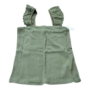 GAP Girls Ruffle Strap Tank Top, Green, Size Medium (8), NEW - Picture 1 of 7
