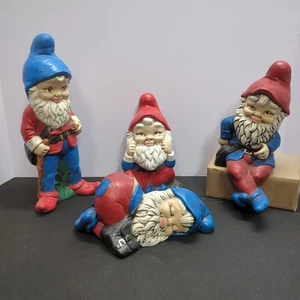 Set of Four (4) Garden Gnome Painted Ceramic Molds - VINTAGE - Picture 1 of 11