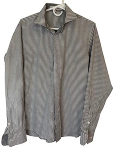Agnes B. Button Down Dress Shirt Mens Sz 40 Gray Plaid Arrow Casual Paris France - Picture 1 of 13