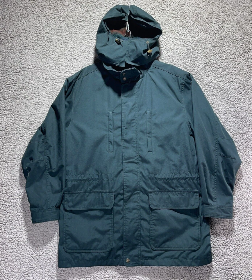 Lands End Parka Sz M Green Hooded Wool Lined Water Wind Resistant Winter Coat - Image 1 of 4
