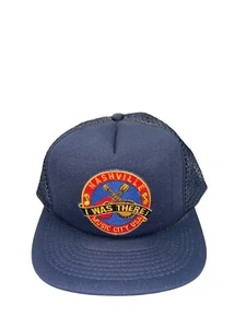 Truckermütze Nashville Musikstadt Netz Vintage Schaumstoff Druckknopflasche genäht Patch blau Kappe  - Bild 1 von 6