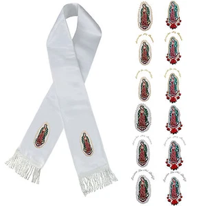 Color Lady of Guadalupe Embroidery Christening Stole Scarf Sash New Born 7 yrs - Picture 1 of 25