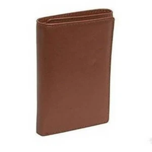 Budd Leather Mens Cowhide Leather Tri-Fold Wallet - Brown - Picture 1 of 3