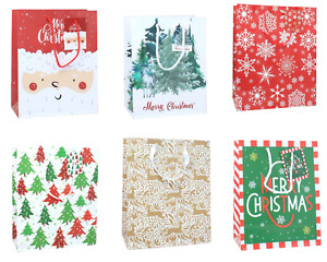 6 x Medium Christmas Gift Bags, Packaging, Gift Wrapping Xmas Bags