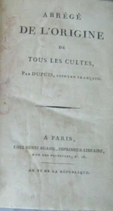 Abrégé de l'origine de tous les cultes ésotérisme athéisme Révolution 1798 64 - Imagen 1 de 5