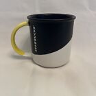 Starbucks ~ Matte Black White Angle Dipped Glaze Yellow Handle Coffee Mug ~ 2017