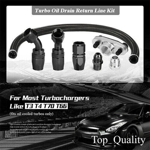 Nueva línea de retorno de drenaje de aceite trenzado de nailon 10an Turbo T3 T4 T04E T70 T60 T61 GT35 Foto 1 de 4