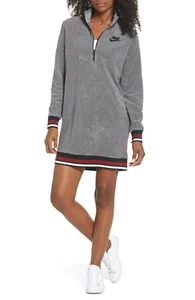 Nike Damen Archive French Terry Half Zip Kleid Gr. S Grau Freizeit Langarm - Bild 1 von 2