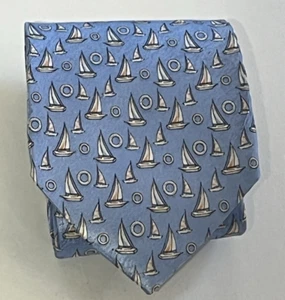 Campia Men's Neck Tie Blue / Boat motif 100% Silk W 3.5" x 58.5" - Picture 1 of 12