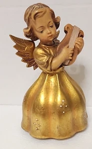 Wood 5.25” Carved Golden Angel w/slow functioning music ? Anri swiss mov. - Picture 1 of 10