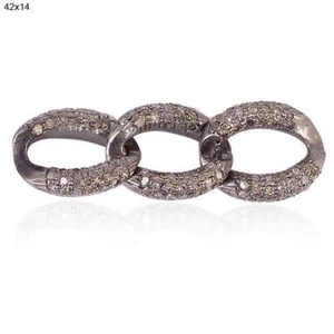 Conector oxidado de cadena de eslabones de diamante de 0,85 quilates que encuentra plata de ley 925 - Imagen 1 de 4