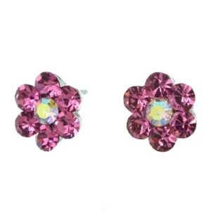 Flower Made With Swarovski Crystal Beauty Pink AB Color Jewelry Earrings Gift - Picture 1 of 3